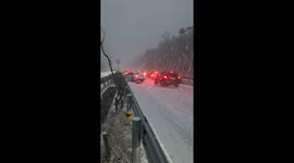 Multi-vehicle collision during heavy snowfall in Liaoning, China