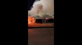 Car on fire vs. handheld fire extinguisher