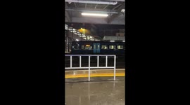 Rain pours through Kent station platform roof as Storm Goretti takes hold