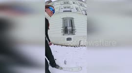 France: Woman Skier Dares Snowy Montmartre Streets As Paris Turns Into A Winter Playground