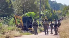 Bomb disposal teams remove artillery shells from border clashes between Thailand and Cambodia