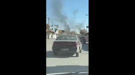 Road fire disrupts traffic amid protests in Kerman, Iran