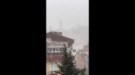 Severe storm batters with heavy rain and strong winds in Kağıthane, Turkey