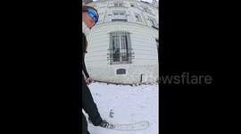 Paris Snow: Skier Uses Montmartre As Ski Slope
