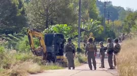 Bomb disposal teams remove artillery shells from border clashes between Thailand and Cambodia