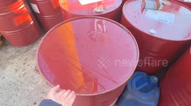 China: A perfect round ice disk forms over a barrel opening in China’s winter cold