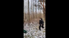 Boy falls into icy pond during snowy jump in Bryansk, Russia