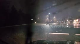 Flash flooding inundates residential streets in Palos Heights, Illinois, United States