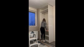Built-in closet demolition mishap during apartment renovation in Moordrecht, Netherlands