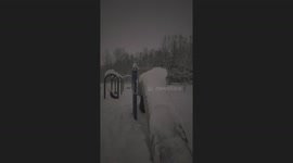 Winter Thrills: My Son's Hilarious Snowy Slide Adventure!