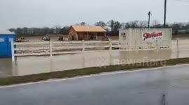 Flash flooding overwhelms Walmart construction site in Lincoln, Alabama, USA