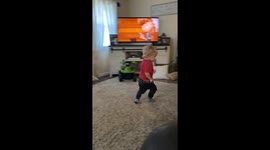 Toddler bumps into wall while playing in Lexington, USA