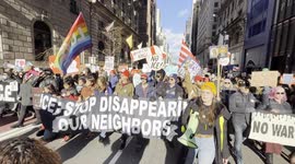 New York: Anti-Trump demonstrators march against ICE and U.S. attack in Venezuela