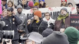 New York City Council member addresses rally against U.S. attack in Venezuela