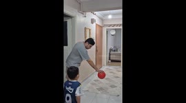 Toddler scores impressive indoor football goal with dad in Istanbul, Turkey