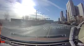 Motorcycle crash caught on dashcam in Inner Mongolia, China