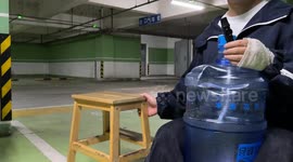 Street performers create music with everyday objects in Beijing, China