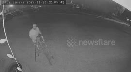 Christmas lights domino effect around a house in El Campo, Texas, United States