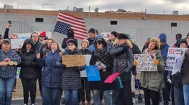 Anti-ICE protesters rally outside detention center in Broadview, Illinois