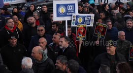 Greek military Personnel rally outside parliament in Athens