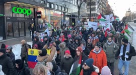 Protesters in Stockholm condemn US intervention in Venezuela and Israeli strikes on Gaza