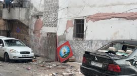 Anadolu captures footage of burnt military vehicles belonging to YPG/SDF terrorist organization, in Sheikh Maqsoud neighborhood