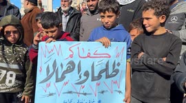 Displaced Palestinians protest over living conditions at Gaza's Yarmouk Camp