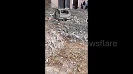 Lebanon: The destruction in the town of Kafr Hatta after the Israeli raid yesterday