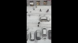 Muscovites switch to dog sleds to save on taxis in Moscow, Russia