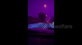 UK: Stadium Floodlights Turn Birmingham&'s Sky Pink