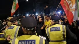 Tensions rise as hundreds demonstrate for regime change outside Iranian Embassy in London