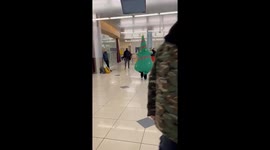 Mom Picks Up Daughter in a Christmas Tree Costume