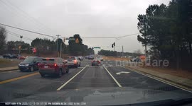 Dashcam Captures Head-On Collision at Intersection