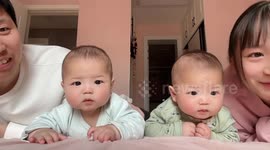 China: Chinese twin babies showed contrasting reactions to their parents’ kisses