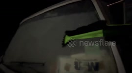 Heavy frost coats vehicles during early morning in Gray, Kentucky, USA