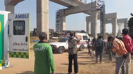 Crane collapses onto moving train killing 22 passengers and injuring dozens more in Thailand