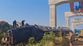 Crane collapses onto train killing 10 passengers and injuring dozens more in Thailand