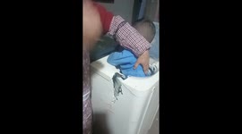 Mother rescues toddler stuck inside washing machine