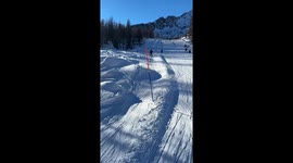 Skiing mishap leaves skier buried in powder in Trentino, Italy