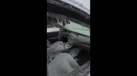 Frozen BMW on Lake Erie