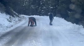 Sledding Off the Side of a Mountain
