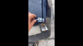 Broken Car Hood Kept Closed With Latches