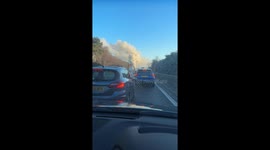 Truck carrying electrical waste goes up in flames bringing M3 to standstill