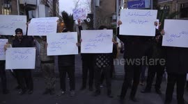 Demonstrators in Tehran protest removal of Iranian flag from London embassy
