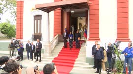 Venezuela interim president holds press conference in Caracas