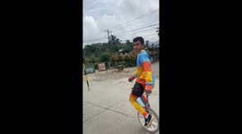 Bungling unicyclist crashes into road sign