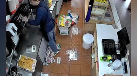 Restaurant worker covered head to toe in sauce after slipping at eatery