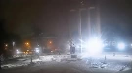 MOMENT - Russian drone strikes near Bandera Monument in Lviv, Ukraine