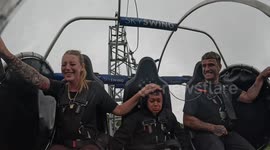 Six-year-old's hilarious reaction after begging mum to go on 230-feet-high swing