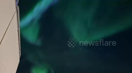 Aurora borealis lights the night sky in Reykjavik, Iceland